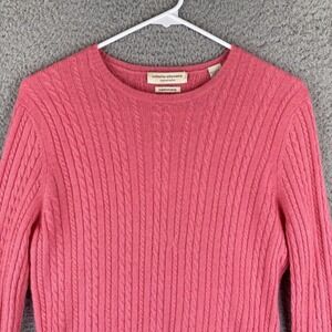 Valerie Stevens 100% Cashmere Sweater Women Medium Pink Cable Knit READ